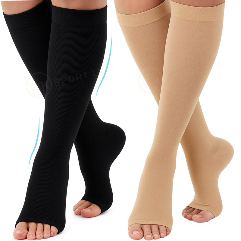 Meia de Compressão Alta Pressão – Abertas nos Dedos, Unissex, para Varizes, Inchaço e Gestantes | Shopee Brasil