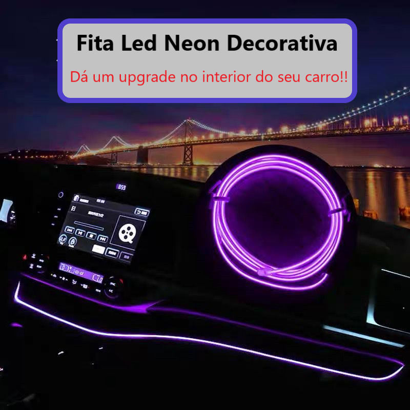 Fita de Led Neon para Painel Interior Automotivo 12V 3m