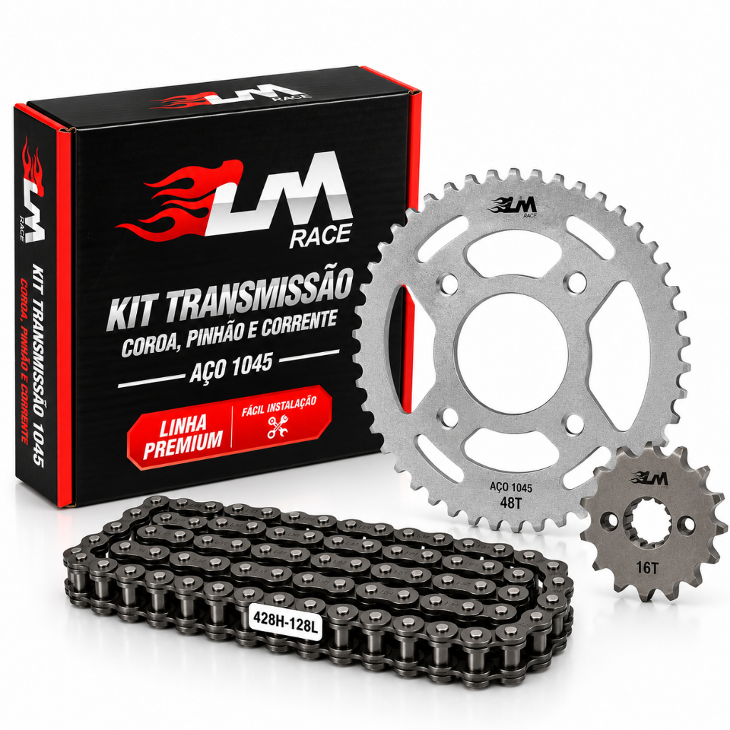 Kit Relação Transmissão Honda Bros 160 Xre 190 Kit Premium Lm Race Aço 1045 Reforçado Corrente Coroa Pinhão | Shopee Brasil