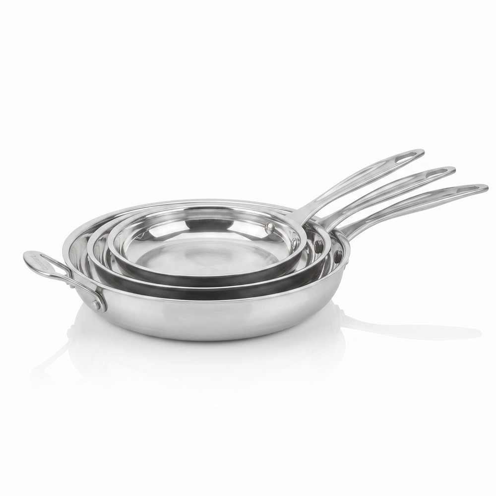 Kit Frigideira Cuisinart Chefs Classic em Aço Inox 20cm, 24cm e 30cm
