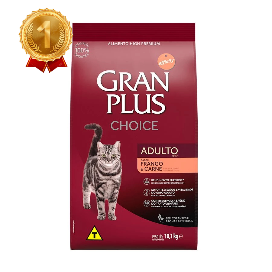 Racao GranPlus Choice Gatos Adultos Frango e Carne 10,1kg