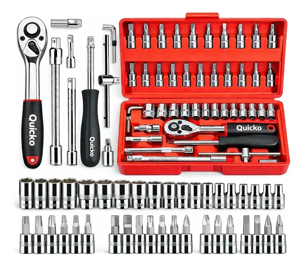 Kit de Ferramentas 46 Peças com Soquetes e Chaves