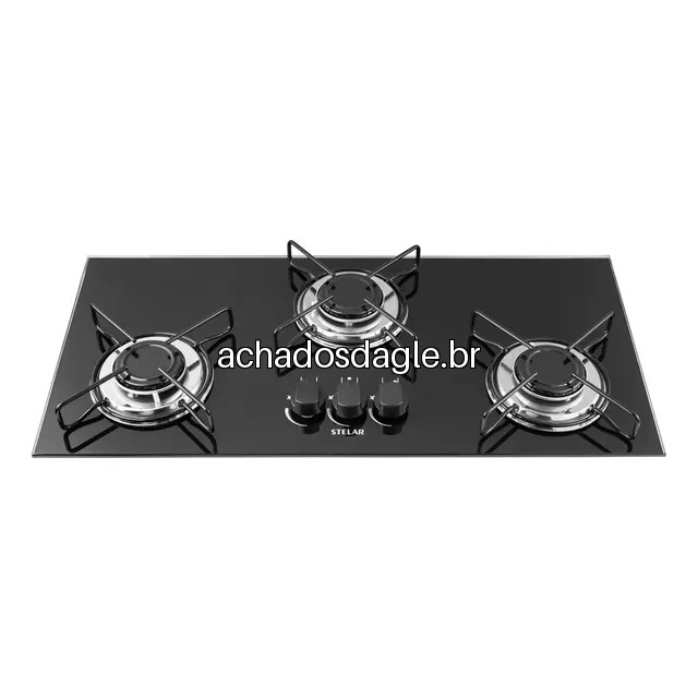 Cooktop a Gas de Embutir Stelar 3 Bocas Nivus Bivolt Preto
