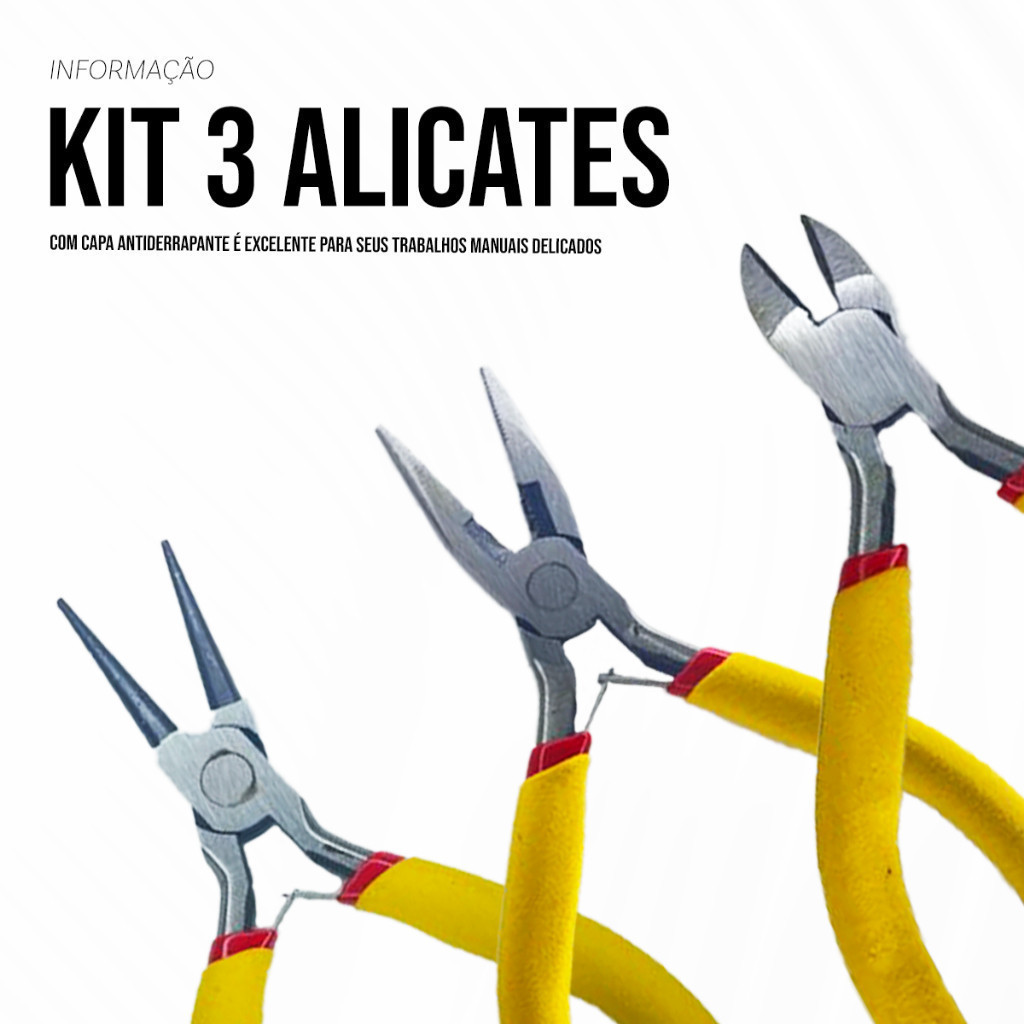 Kit Jogo de Alicates para Corte Eletrônico Artesanato e Bijuterias