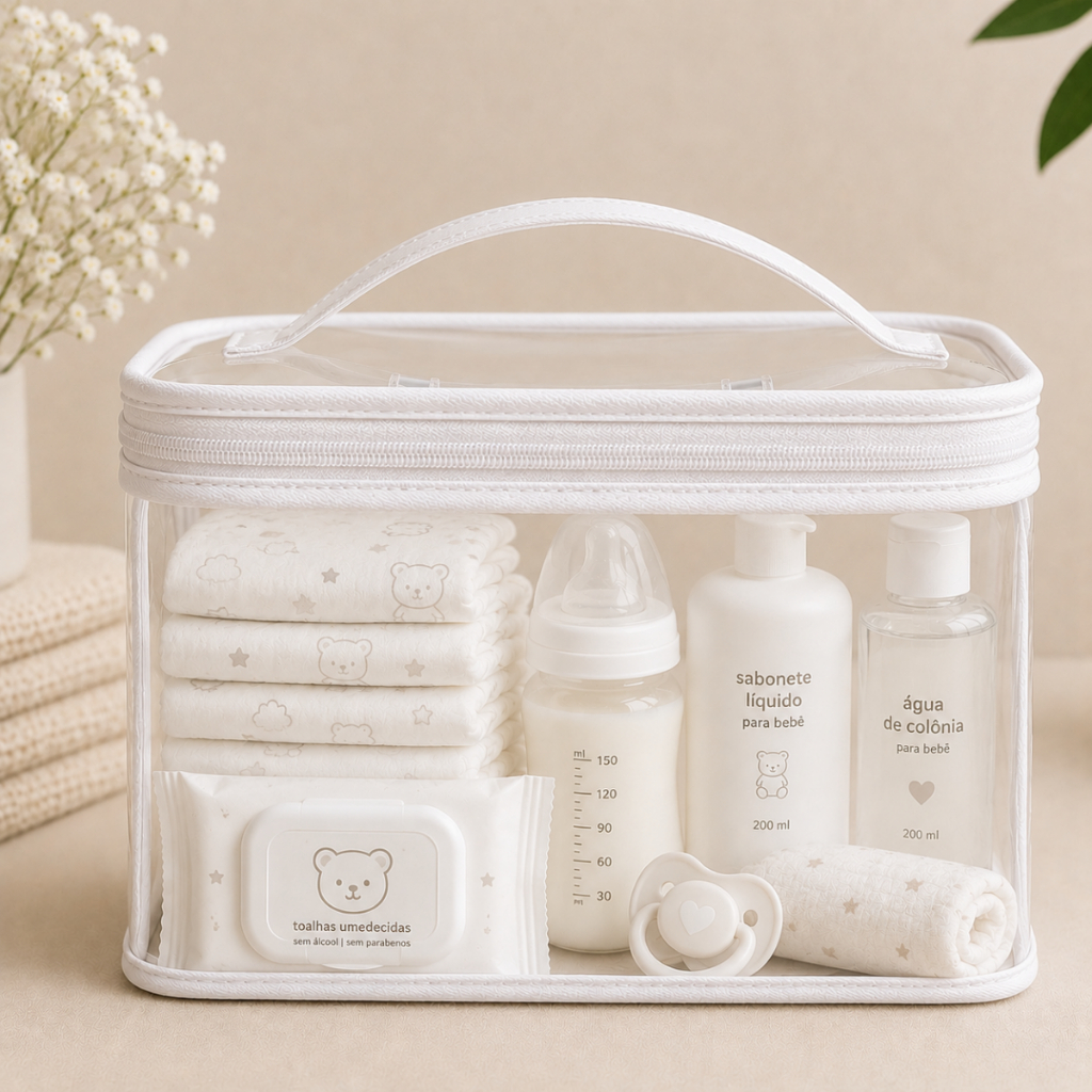 Kit 2 Nécessaire Transparente Organizador Bolsa Mala Saída Maternidade Troca e Fralda bebe | Shopee Brasil