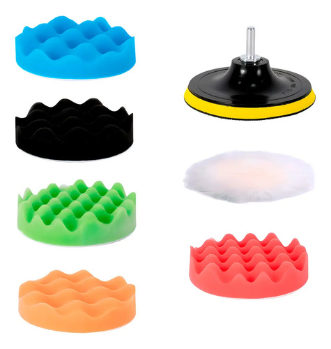 Kit Boinas Esponjas Onduladas 5pol 8 peças Polimento Automotivo JEX BEP-005