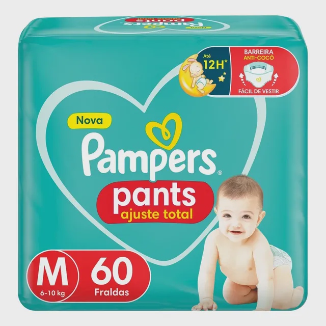 Fralda Pampers Pants Ajuste Total Tamanho M 60 Unidades