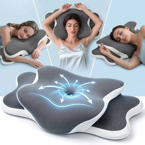 Travesseiro Cervical Ehomfory Refrescante Espuma Ortopédica Cinza-escuro