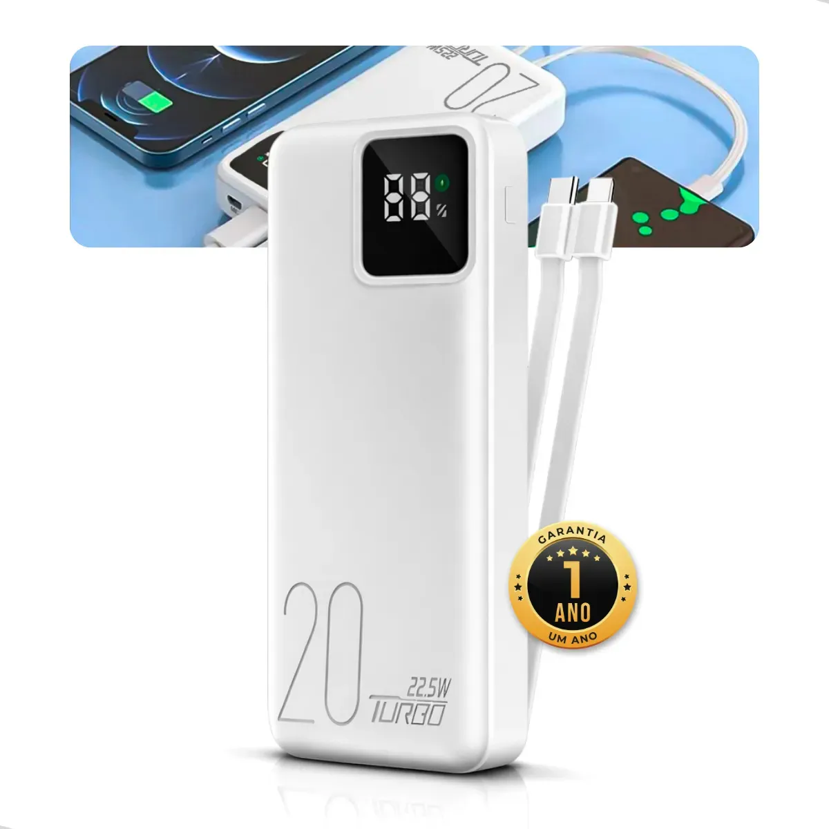 Carregador Power Bank 20.000mAh Turbo 22.5W USB-C