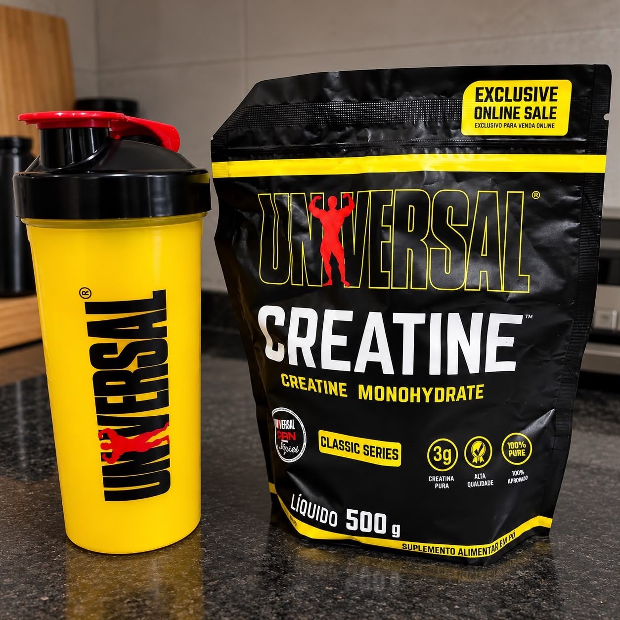 Suplemento Creatina 500g + Coqueteleira Universal Nutrition
