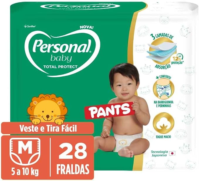Fralda Infantil Personal Baby Total Protect Pants M 28 Unidades