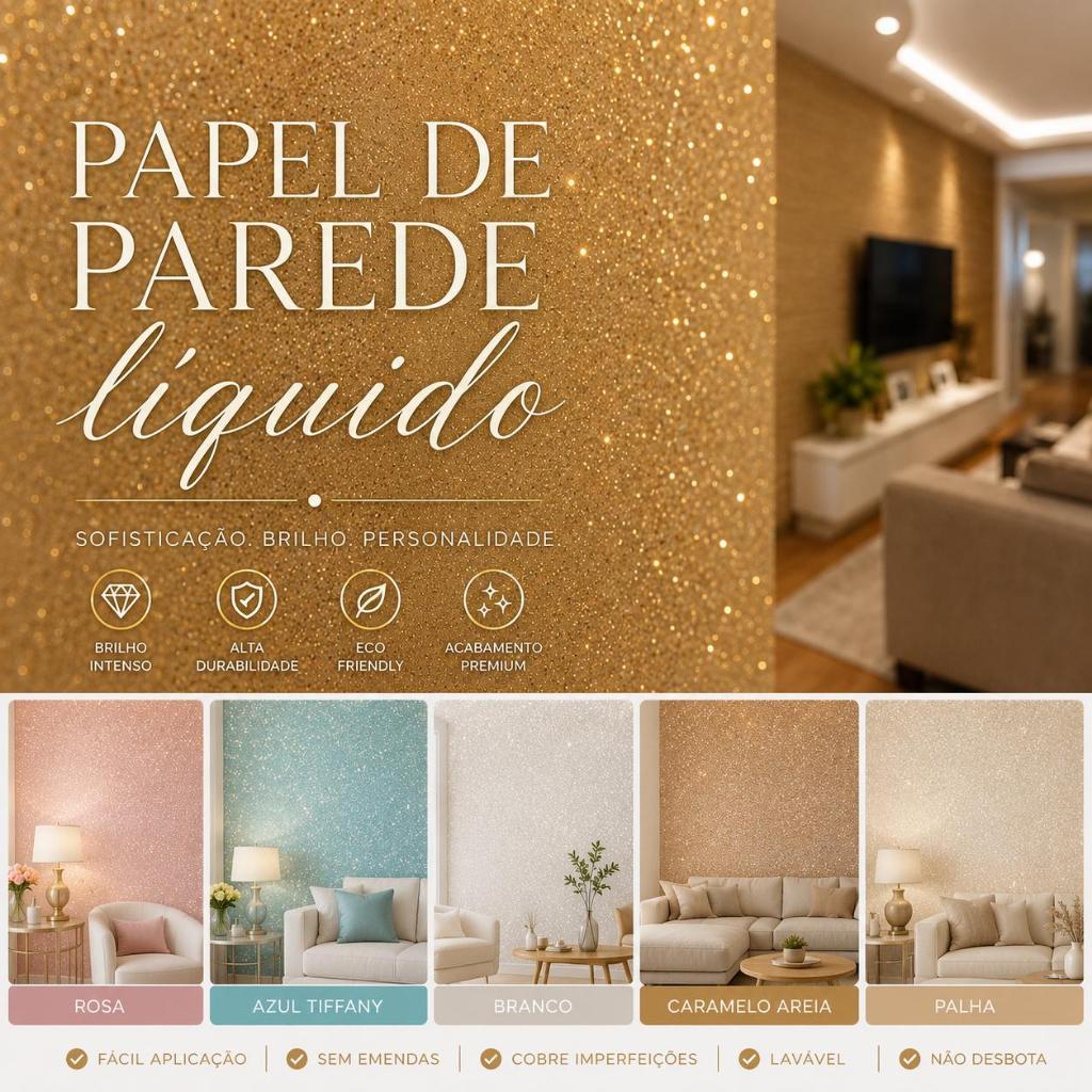 Papel de Parede Líquido Premium Com Dourado EuroPaper Decoração Para Quarto Sala Diversas Cores | Shopee Brasil