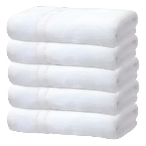 Kit 5 Toalhas de Banho Gigante Hotel Luxo 75x150cm 480g Branco