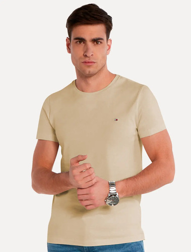 Camiseta Tommy Hilfiger Essential Cotton Caqui Claro