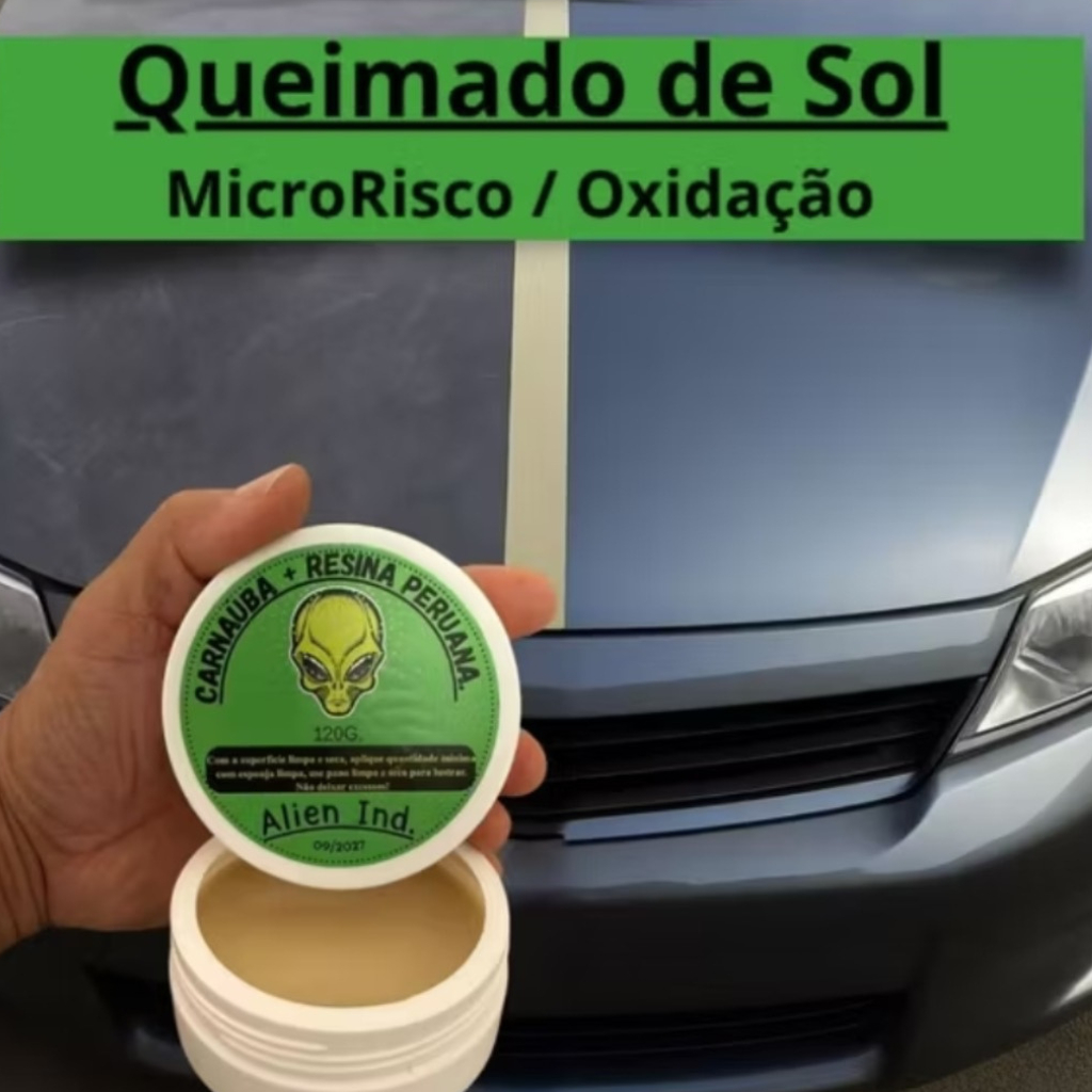 Cera Automotiva Carnaúba Queimado Riscos Auto Brilho Alien 120G