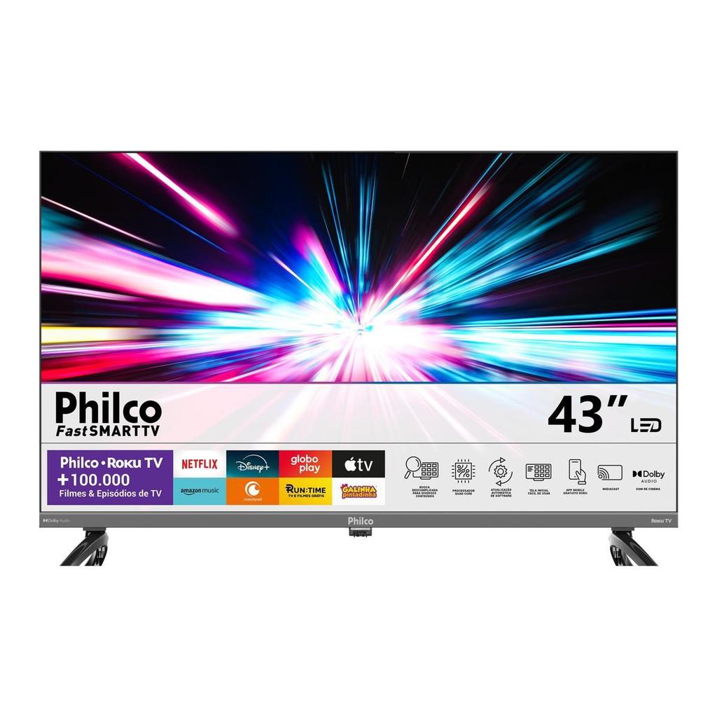 Smart TV 43 Pol Philco QLED HDR10 Roku TV P43KRB
