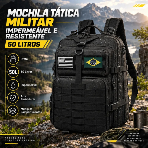 Mochila Tática Militar Impermeável 50L