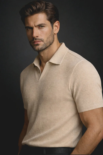 Camisa Polo Masculina Texturizada Sem Botão (P ao G3)
