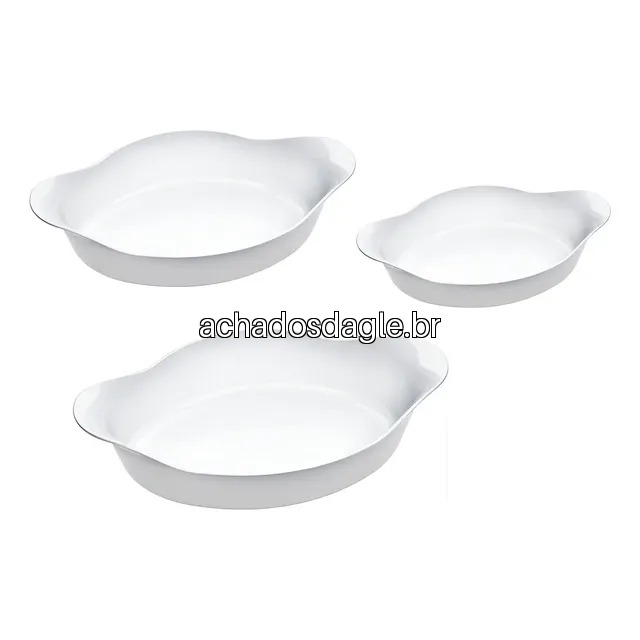 Kit 3 Assadeiras Marinex Opaline Oval Brancas
