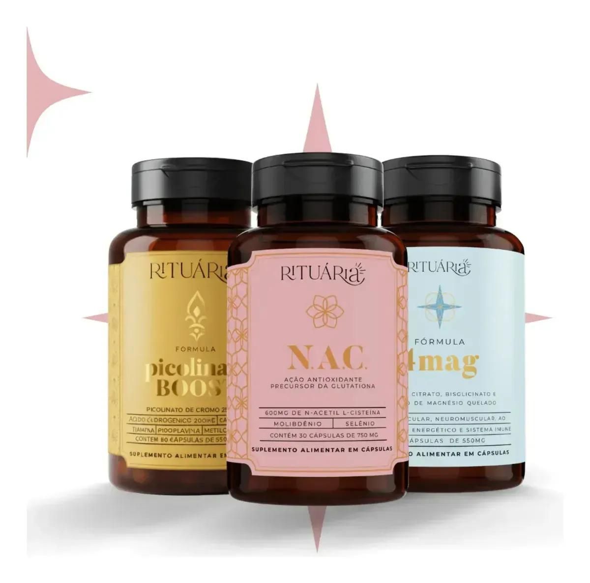 Kit Suplementos NAC e 4Mag Rituaria 3 Unidades