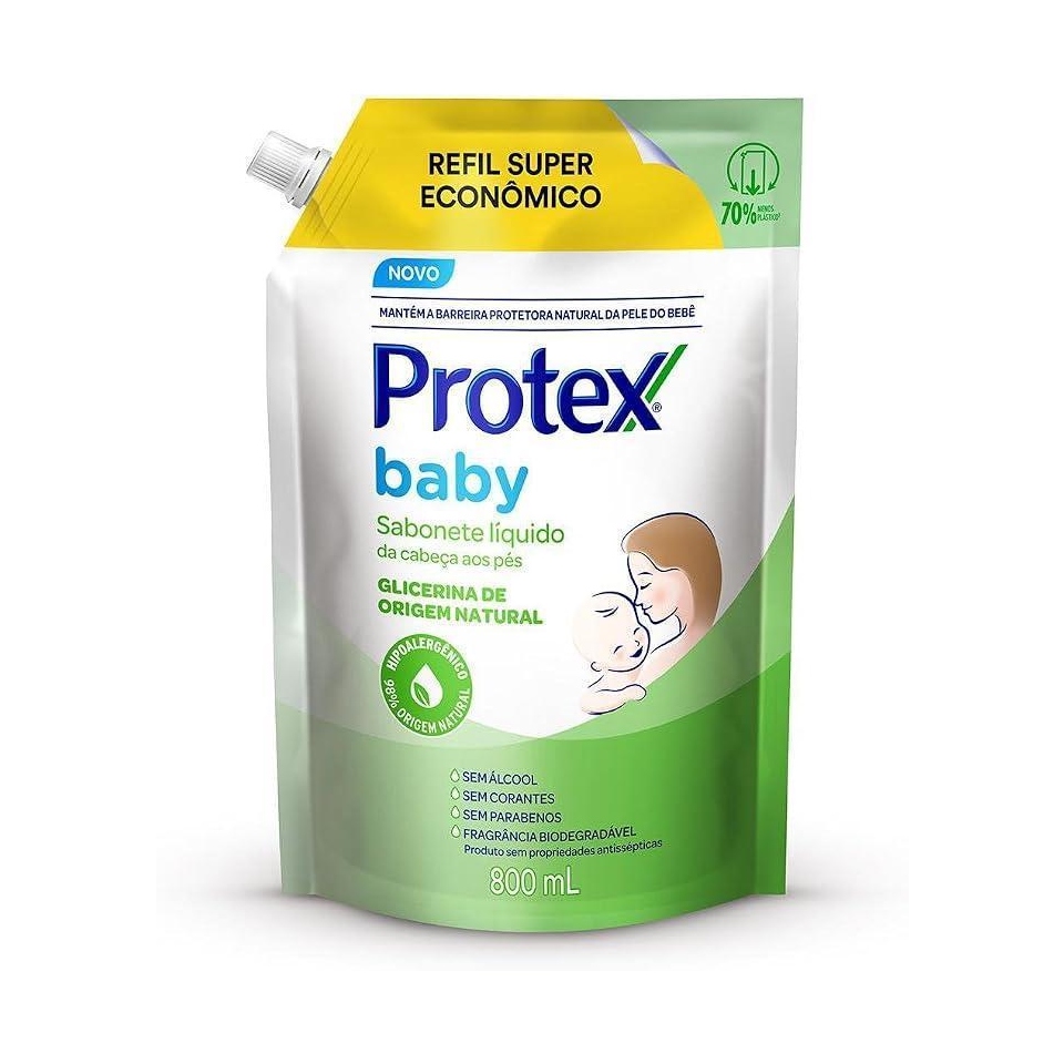 Refil Sabonete Líquido Protex Baby Glicerina Natural 800ml