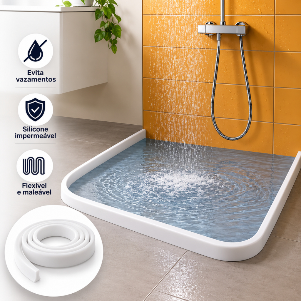 Barreira de Agua Retencao em Silicone Vedacao Box Lavanderia
