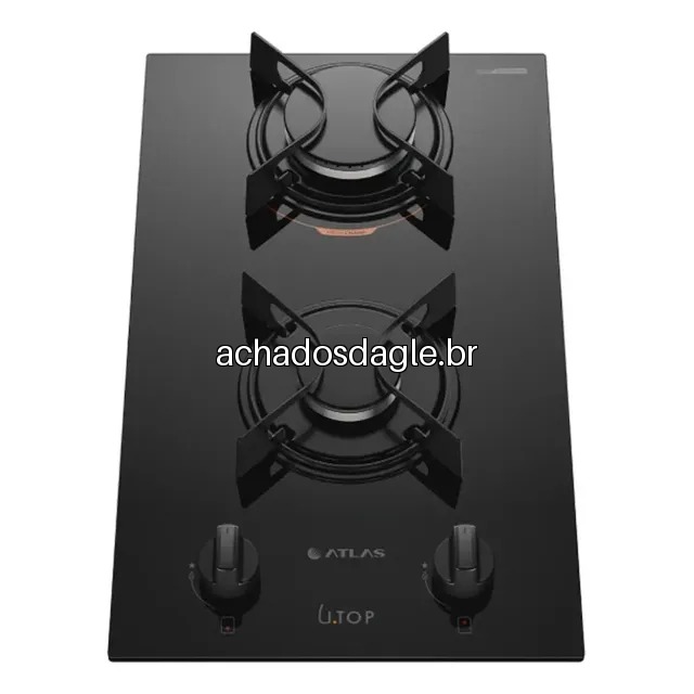 Cooktop 2 Bocas Atlas U Top Mesa de Vidro a Gas Preto Bivolt
