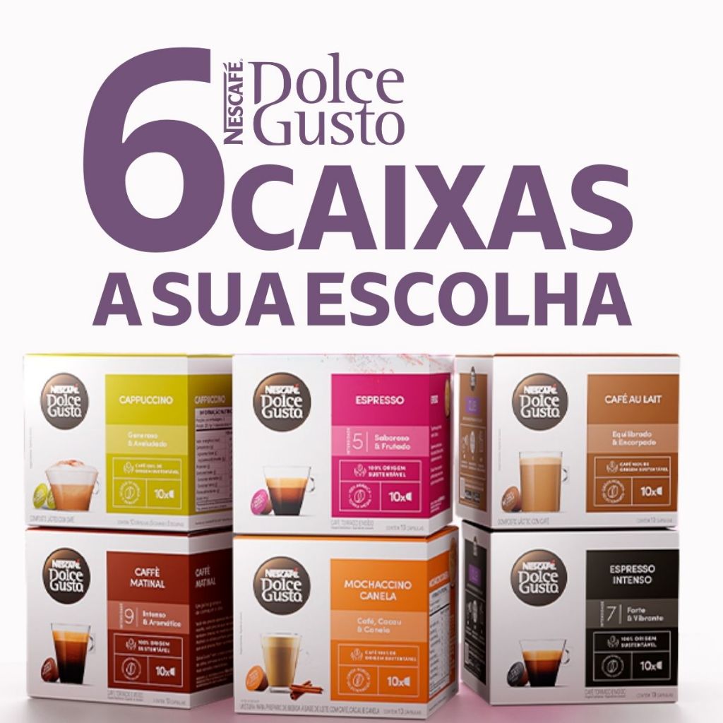 Kit com 6 Caixas de Cápsulas Dolce Gusto Nescafé 60 Unidades