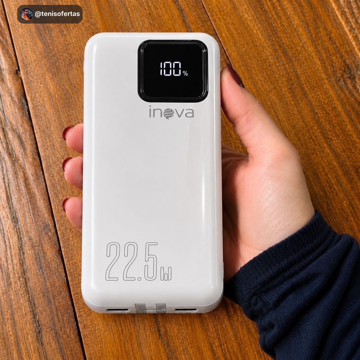 Oferta: Power Bank com cabo integrado, Carregador Portátil de 20000mAh com Carga Rápida, Múltiplas Portas, Design Leve e Proteção Inteligente para Dispositivos iOS e Android/USB/Type-C/Branco(MD-12412)