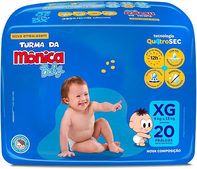 Fralda Turma da Mônica Baby XG 20 unidades