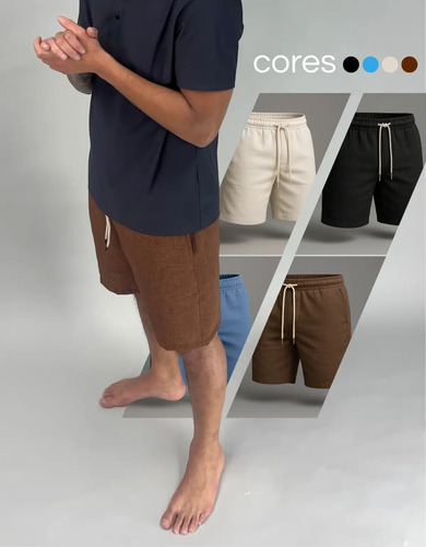 Short Linho Masculino Estilo Mauricinho (7 Cores)