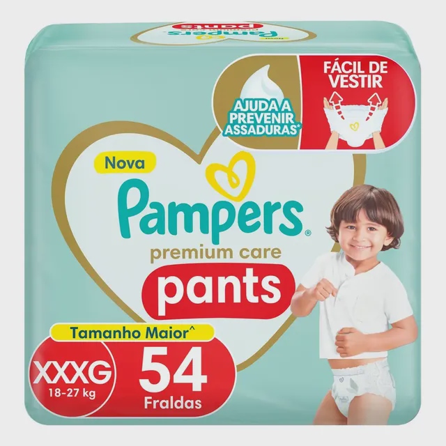 Fralda Pampers Premium Care Pants XXXG 54 Unidades