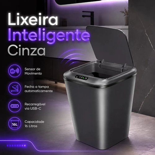 Lixeira Inteligente Automática com Sensor 16L