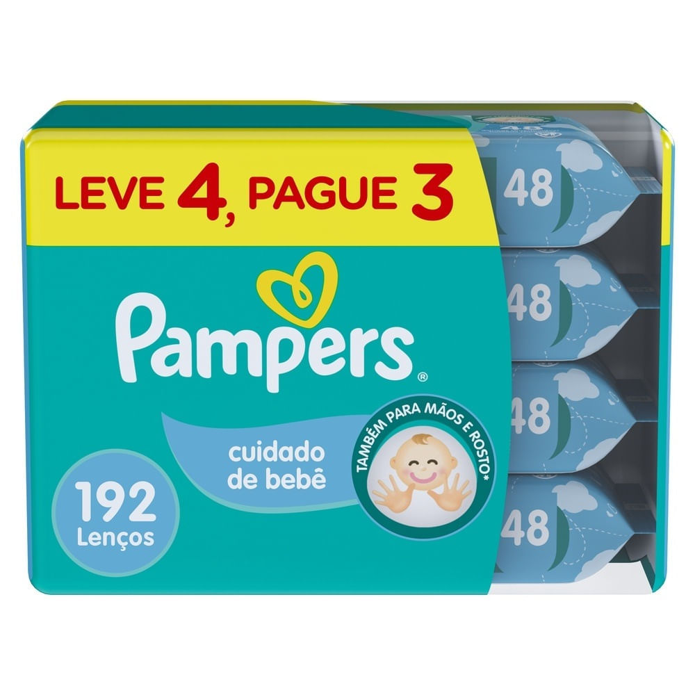 Lenços Umedecidos Pampers Cuidado de Bebê 192 Unidades Leve 4 Pague 3 | Shopee Brasil