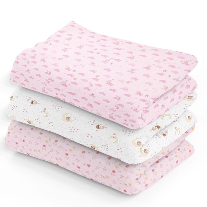 Kit 3 Cueiros Estampados Flanelados para Bebê 80x50cm Papi