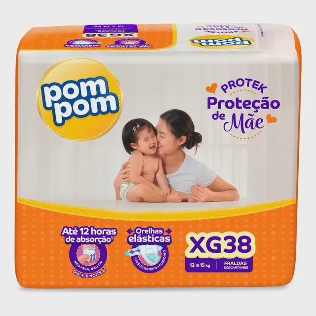 Fralda Pom Pom Protek Protecao de Mae Mega XG 38 Unidades