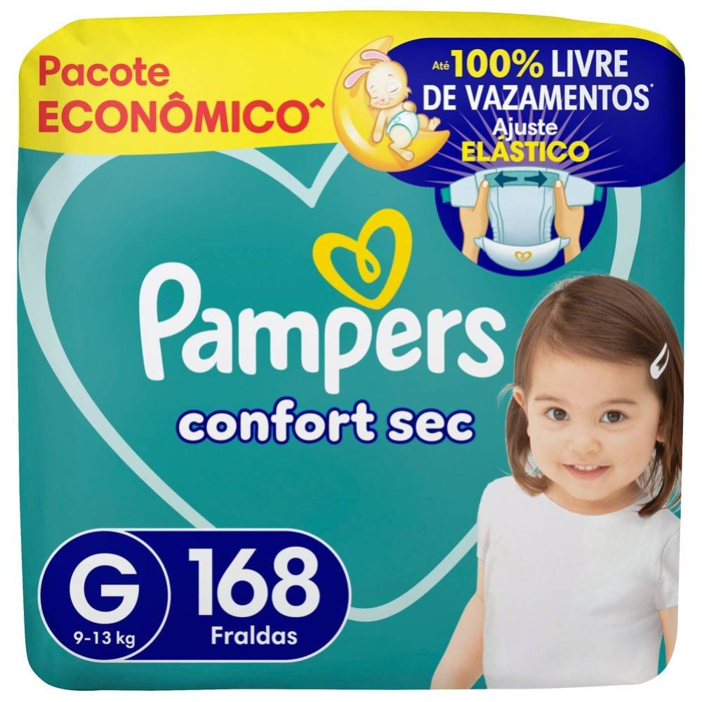 Fralda Pampers Confort Sec G 168 Unidades