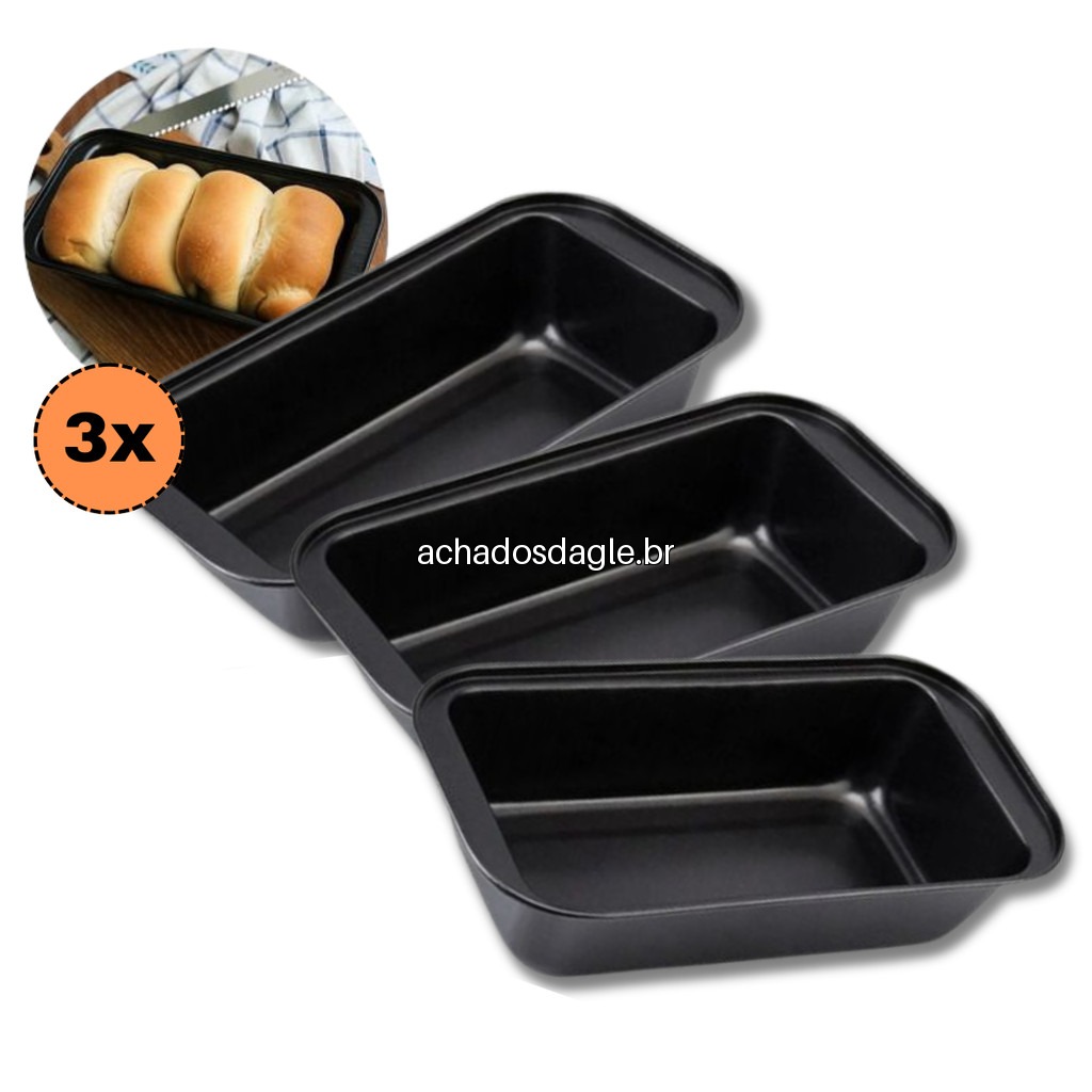 Kit 3 Formas Assadeiras para Pão Caseiro Antiaderentes de Teflon