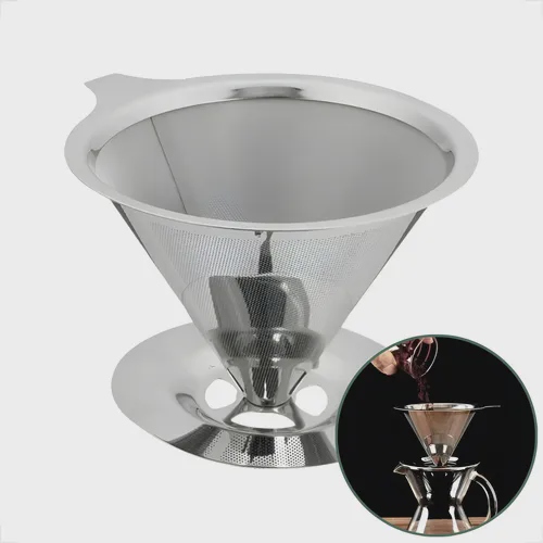 Coador cafe inox 106 reutilizavel sem filtro pour over aco