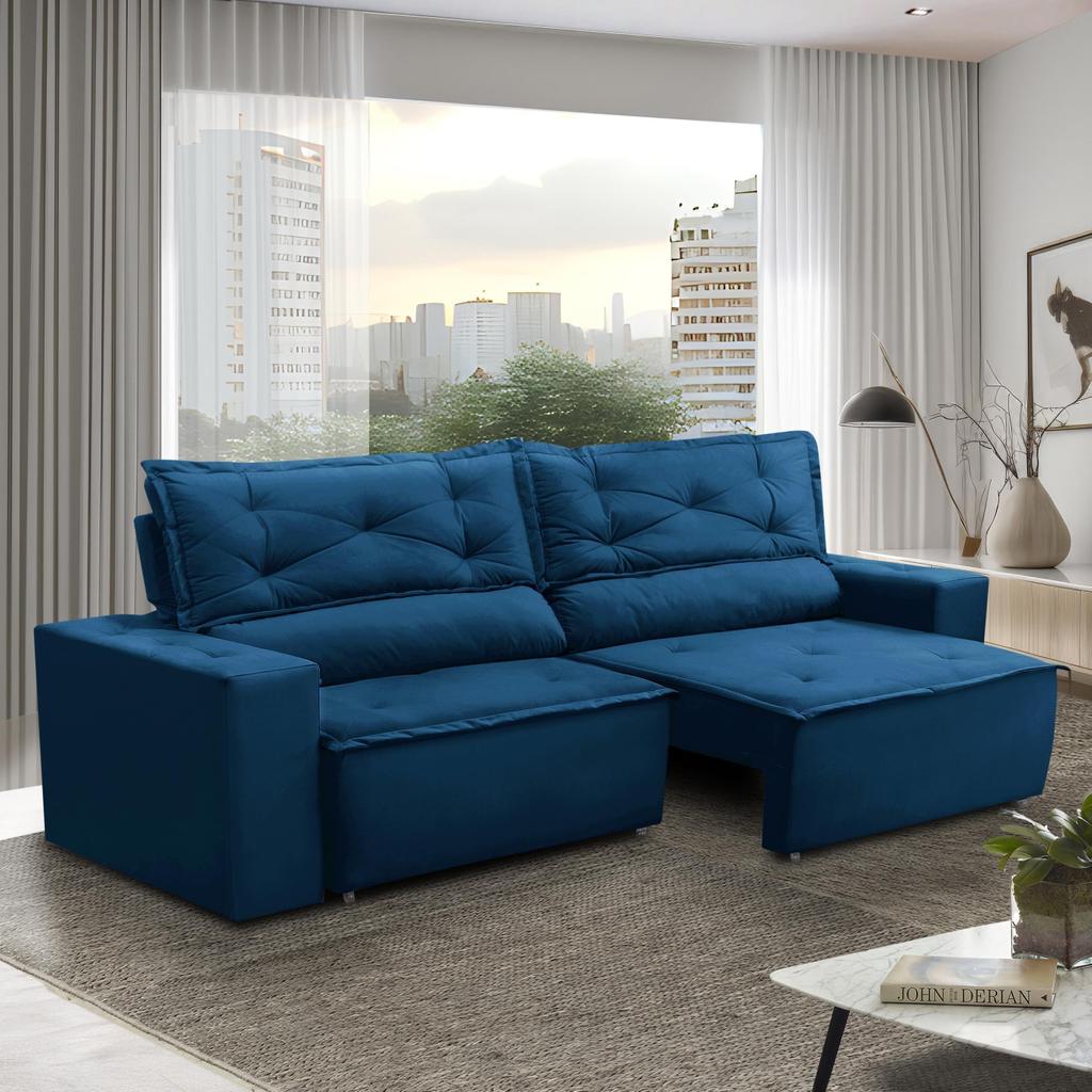 Sofa Retratil e Reclinavel 3 Lugares com Molas 1,80m Livia Suede Adonai Estofados