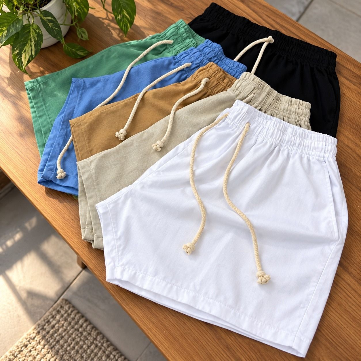 Kit com 3 Shorts em Linho Premium Masculino