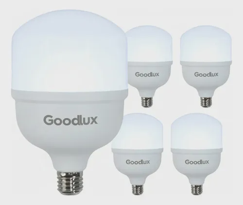 Kit 5 Lâmpadas LED 20W Bulbo 6500K Branco Frio Bivolt Goodlux