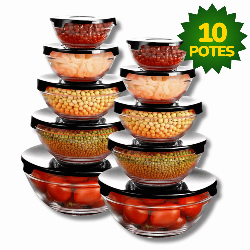 Kit Conjunto De Potes de Vidro Resistente