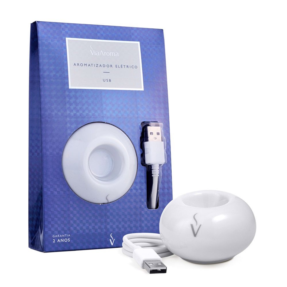 Difusor Aromatizador Eletrico Portatil USB de Porcelana Via Aroma