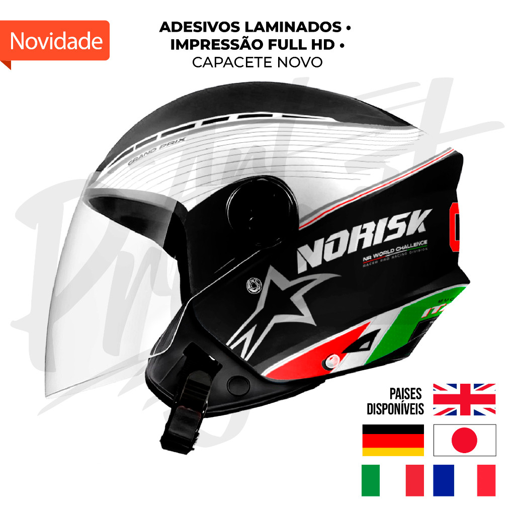Capacete ABERTO Personalizado ProTork New Liberty 3 Norisk GrandPrix