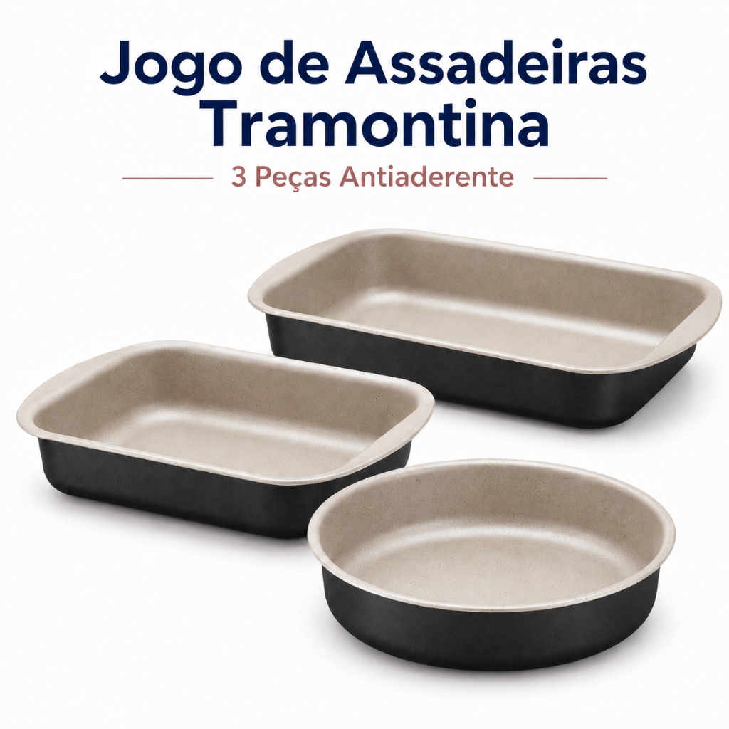 Jogo de Assadeiras de Aluminio Antiaderente Tramontina Starflon 3 Pecas