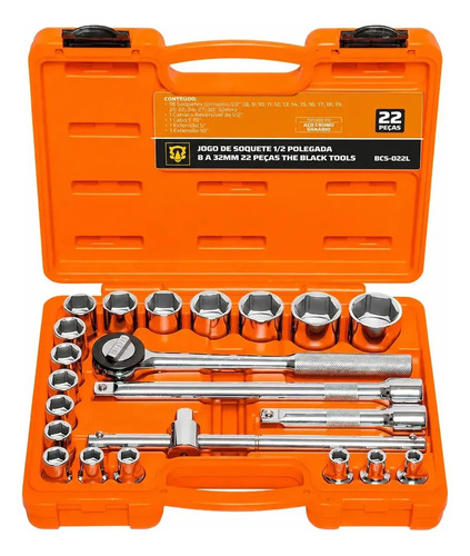 Jogo Kit de Ferramentas Manuais Chave Catraca 8 a 32mm The Black Tools