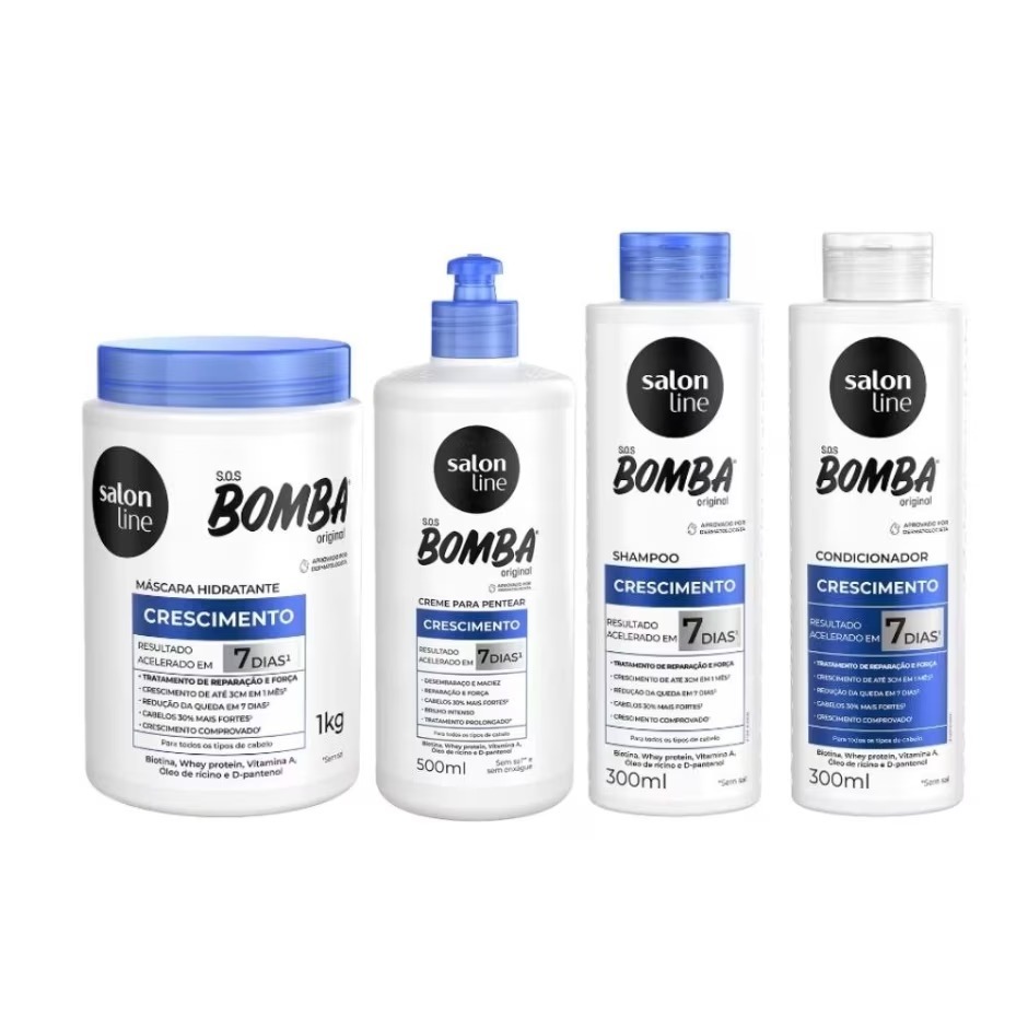 Kit SOS Bomba Original Shampoo, Condicionador, Creme e Máscara