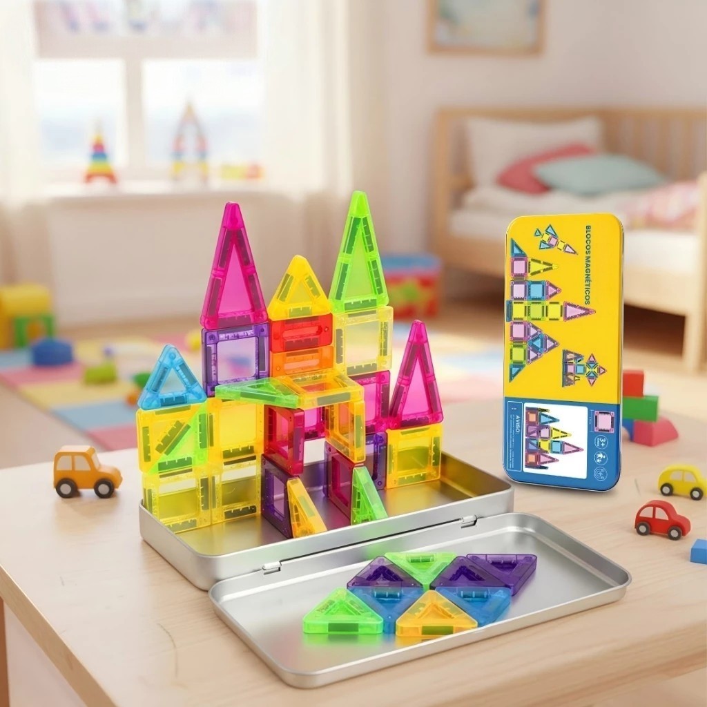 Brinquedo Blocos Magnéticos Educativo 3D Montagem Criativa Mini