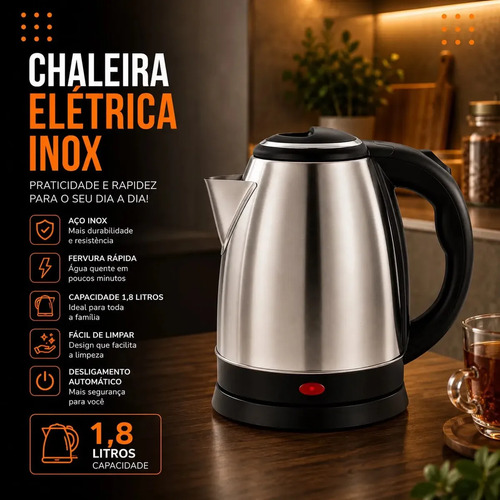 Chaleira Jarra Eletrica 1,8L Inox 220V